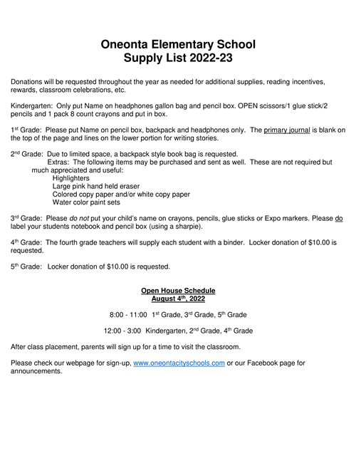 Supply List, Pg. 2